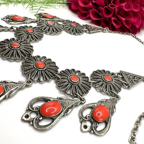 VINTAGE⚜️SOUVENIR DU MAROC Enameled Baroque Necklace - Picture 3 of 7